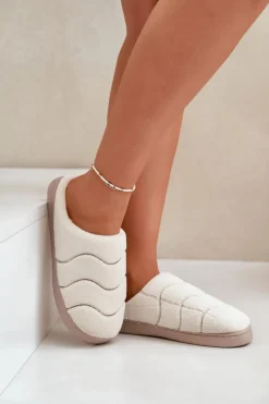 Best Boto Futrzane Ciepłe Kapcie Damskie Beżowe Vamirae Beżowy