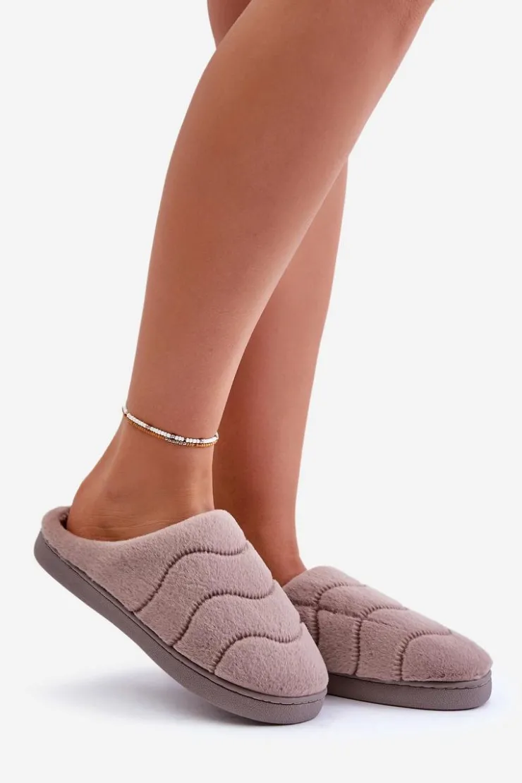 Boto Kapcie Klasyczne*Futrzane Ciepłe Kapcie Damskie Brązowe Vamirae