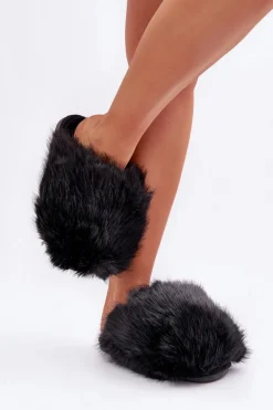 Damskie Boto Futrzane Kapcie Damskie Czarne Wladisa