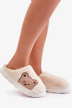 Damskie Boto Futrzane Kapcie Damskie Misie Jasnobeżowe Firedi