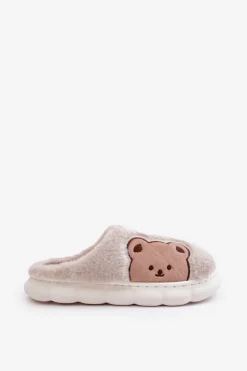 Boto Kapcie Klasyczne*Futrzane Kapcie Damskie Misie Beżowe Firedi Beżowy