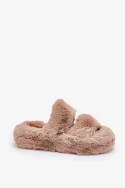 Damskie Boto Futrzane Kapcie Damskie Na Platformie Khaki Talfedi