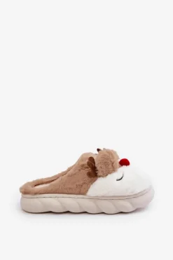 Damskie Boto Futrzane Kapcie Damskie Z Motywem Renifera Brązowe Wistira