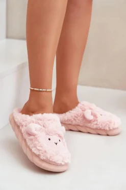 Damskie Boto Futrzane Kapcie Damskie Z Motywem Owcy Różowe Phaeia