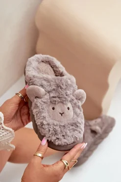 Online Boto Futrzane Kapcie Damskie Z Motywem Owcy Ciemnobeżowe Phaeia