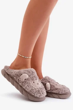 Online Boto Futrzane Kapcie Damskie Z Motywem Owcy Ciemnobeżowe Phaeia