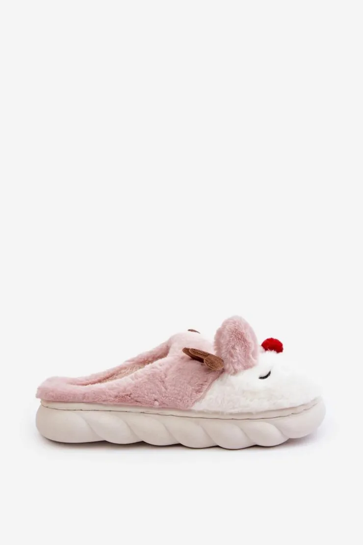 Damskie Boto Futrzane Kapcie Damskie Z Motywem Renifera Różowe Wistira