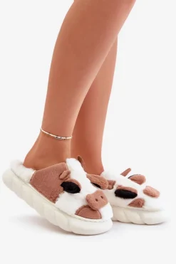 Online Boto Futrzane Kapcie Krowy Damskie Brązowe Remiola