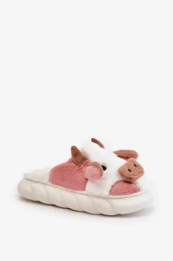 Boto Futrzane Kapcie Krowy Damskie Różowe Remiola