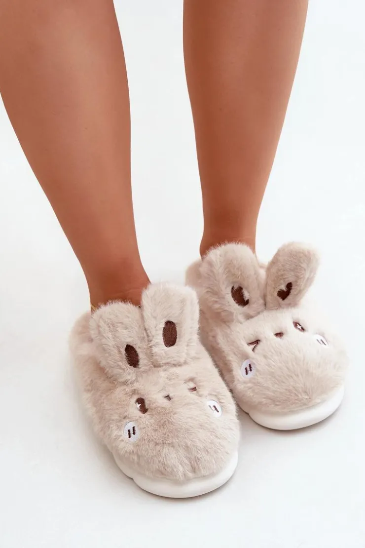 Online Boto Futrzane Kapcie Z Motywem Króliczka Beżowe Natasha
