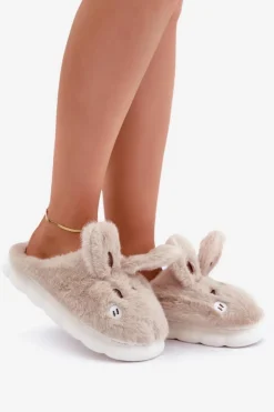 Online Boto Futrzane Kapcie Z Motywem Króliczka Beżowe Natasha