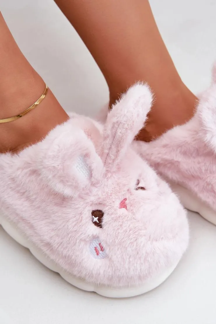 Boto Kapcie Klasyczne*Futrzane Kapcie Z Motywem Króliczka Różowe Natasha