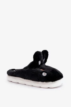Damskie Boto Futrzane Kapcie Z Motywem Króliczka Czarne Natasha