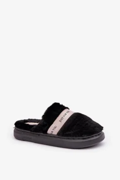Online Boto Futrzane Kapcie Z Ozdobnym Paskiem Czarne Savalithea Czarny