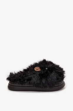 Boto Kapcie Klasyczne*Futrzane Kapice Damskie Kapibary Czarne Pravelle Czarny