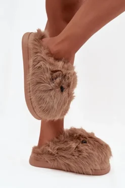 Damskie Boto Futrzane Kapice Damskie Kapibary Khaki Pravelle