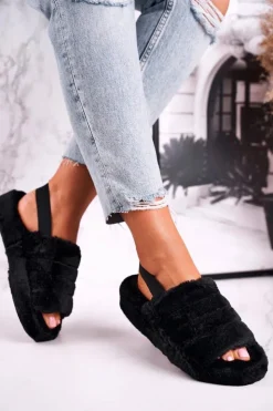 Online Boto Futrzane Papcie Na Platformie Czarne Snowflake