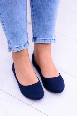 Sale Boto Granatowe Damskie Balerinki Zamsz Bueno