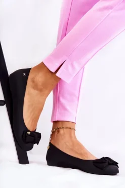 Boto Baleriny Klasyczne*Gumowe Damskie Baleriny Kokardka Czarne Fergie