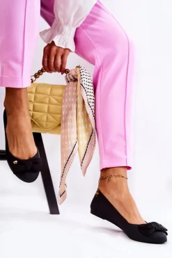 Boto Baleriny Klasyczne*Gumowe Damskie Baleriny Kokardka Czarne Fergie