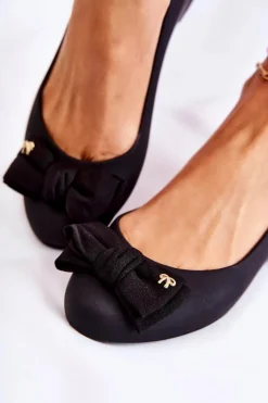 Boto Baleriny Klasyczne*Gumowe Damskie Baleriny Kokardka Czarne Fergie