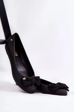 Boto Baleriny Klasyczne*Gumowe Damskie Baleriny Kokardka Czarne Fergie