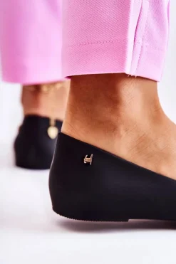 Boto Baleriny Klasyczne*Gumowe Damskie Baleriny Kokardka Czarne Fergie