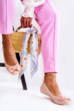 Sale Boto Gumowe Damskie Baleriny Kokardka Nude Fergie