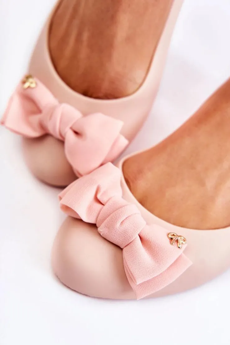 Sale Boto Gumowe Damskie Baleriny Kokardka Nude Fergie