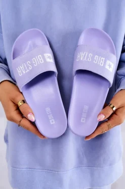Damskie Big Star Shoes Gumowe Klapki Big Star JJ274A265 Fioletowe