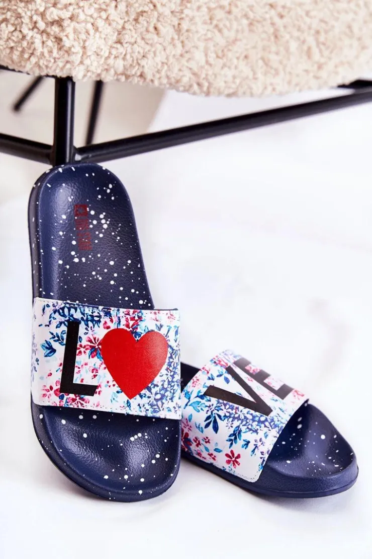 Big Star Shoes Klapki Sportowe|Klapki Damskie Big Star*Gumowe Klapki Big Star Love DD274A257 Granatowe