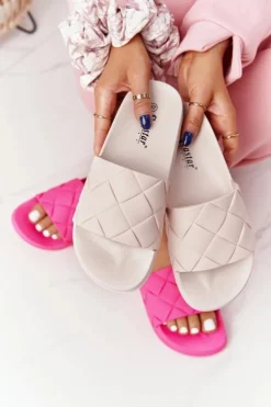 Boto Klapki Damskie Klasyczne*Gumowe Klapki Damskie Beżowe Let's Swim