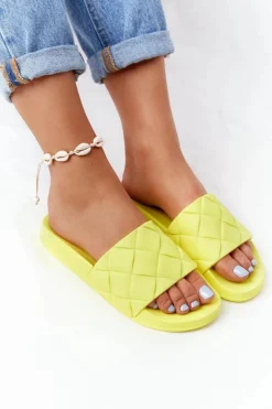 Boto Klapki Damskie Klasyczne*Gumowe Klapki Damskie Neonowe Żółte Let's Swim