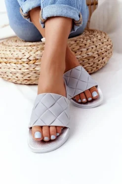 Sale Boto Gumowe Klapki Damskie Szaro-Srebrne Let's Swim