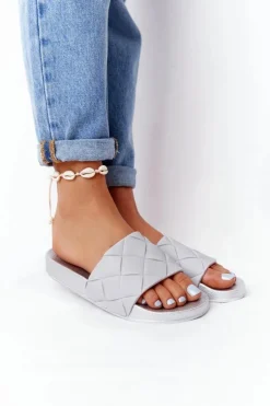 Sale Boto Gumowe Klapki Damskie Szaro-Srebrne Let's Swim