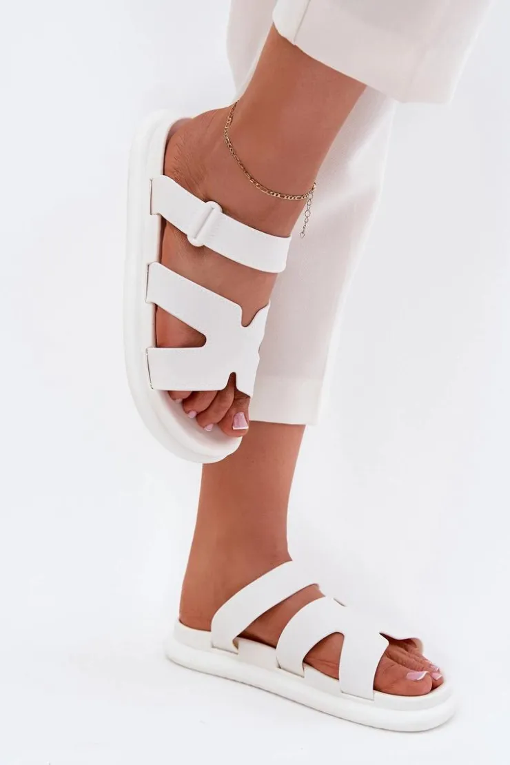 Online Boto Gumowe Klapki Damskie Z Paskiem Białe Tavirae Biały