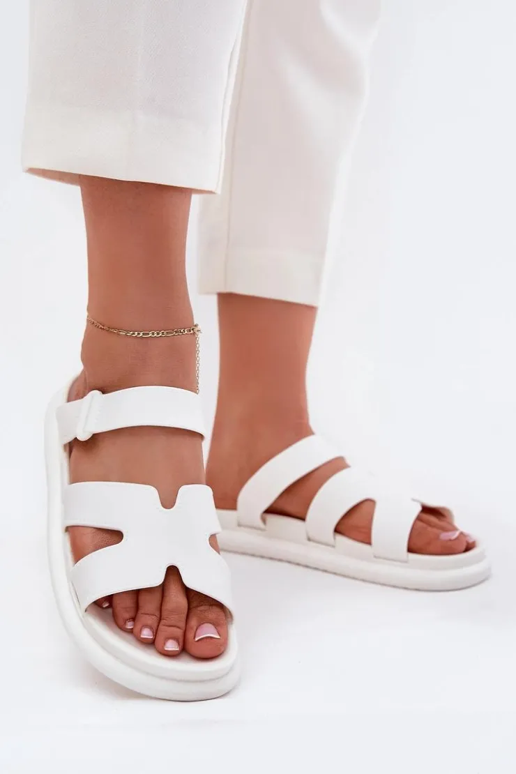 Online Boto Gumowe Klapki Damskie Z Paskiem Białe Tavirae Biały