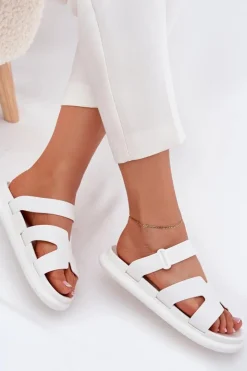 Online Boto Gumowe Klapki Damskie Z Paskiem Białe Tavirae Biały