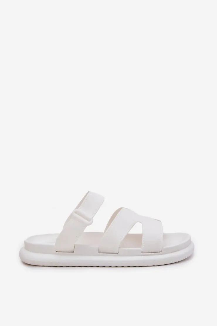 Online Boto Gumowe Klapki Damskie Z Paskiem Białe Tavirae Biały