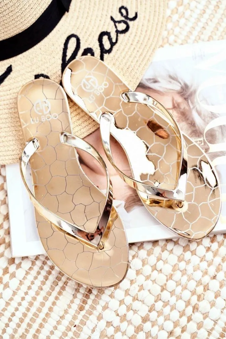 Sale Boto Gumowe Klapki Japonki Lu Boo Złote