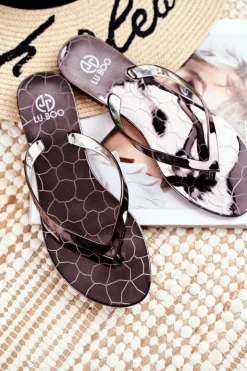 Damskie Boto Gumowe Klapki Japonki Lu Boo Miedziane