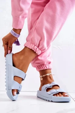 Damskie Boto Gumowe Klapki Na Platformie Niebieskie Westie