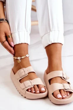 Boto Klapki Na Platformie|Klapki Damskie Klasyczne*Gumowe Klapki Na Platformie Beżowe Westie