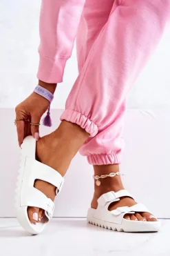 Boto Klapki Na Platformie|Klapki Damskie Klasyczne*Gumowe Klapki Na Platformie Białe Westie