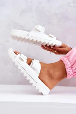 Boto Klapki Na Platformie|Klapki Damskie Klasyczne*Gumowe Klapki Na Platformie Białe Westie