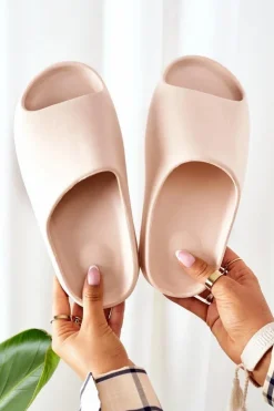 Damskie Boto Gumowe Klapki Na Platformie Nude Squishy