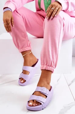 New Boto Gumowe Klapki Na Platformie Fioletowe Westie