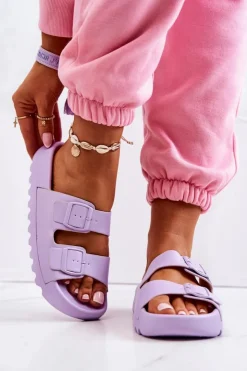 New Boto Gumowe Klapki Na Platformie Fioletowe Westie