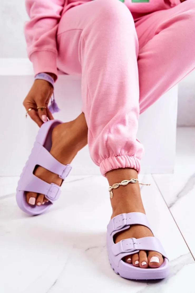 New Boto Gumowe Klapki Na Platformie Fioletowe Westie