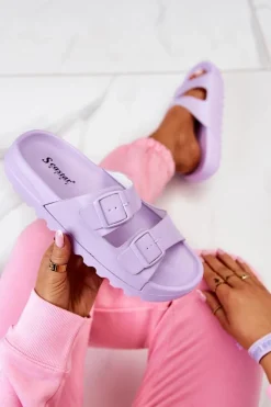 New Boto Gumowe Klapki Na Platformie Fioletowe Westie